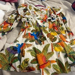 Farm rio off white forest birds mini dress